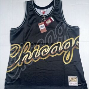 Mitchell & Ness NBA Chicago Bulls Black Gold Big Face 4.0 Jersey 2XL NWT
